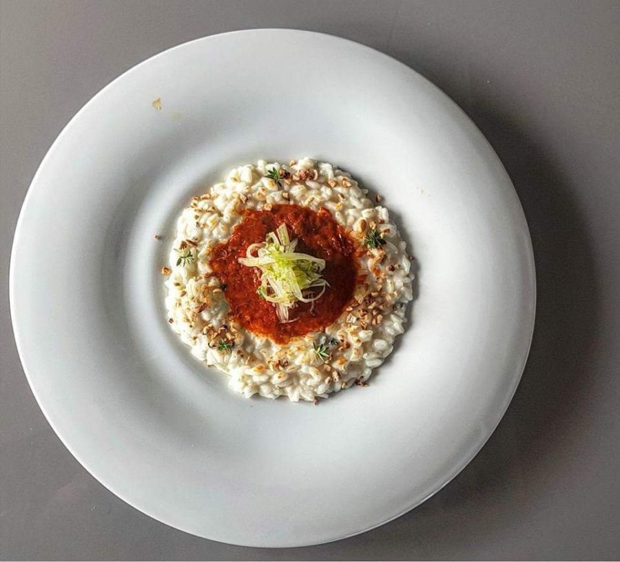 Risotto al gorgonzola dolce con carpaccio di ‘nduja